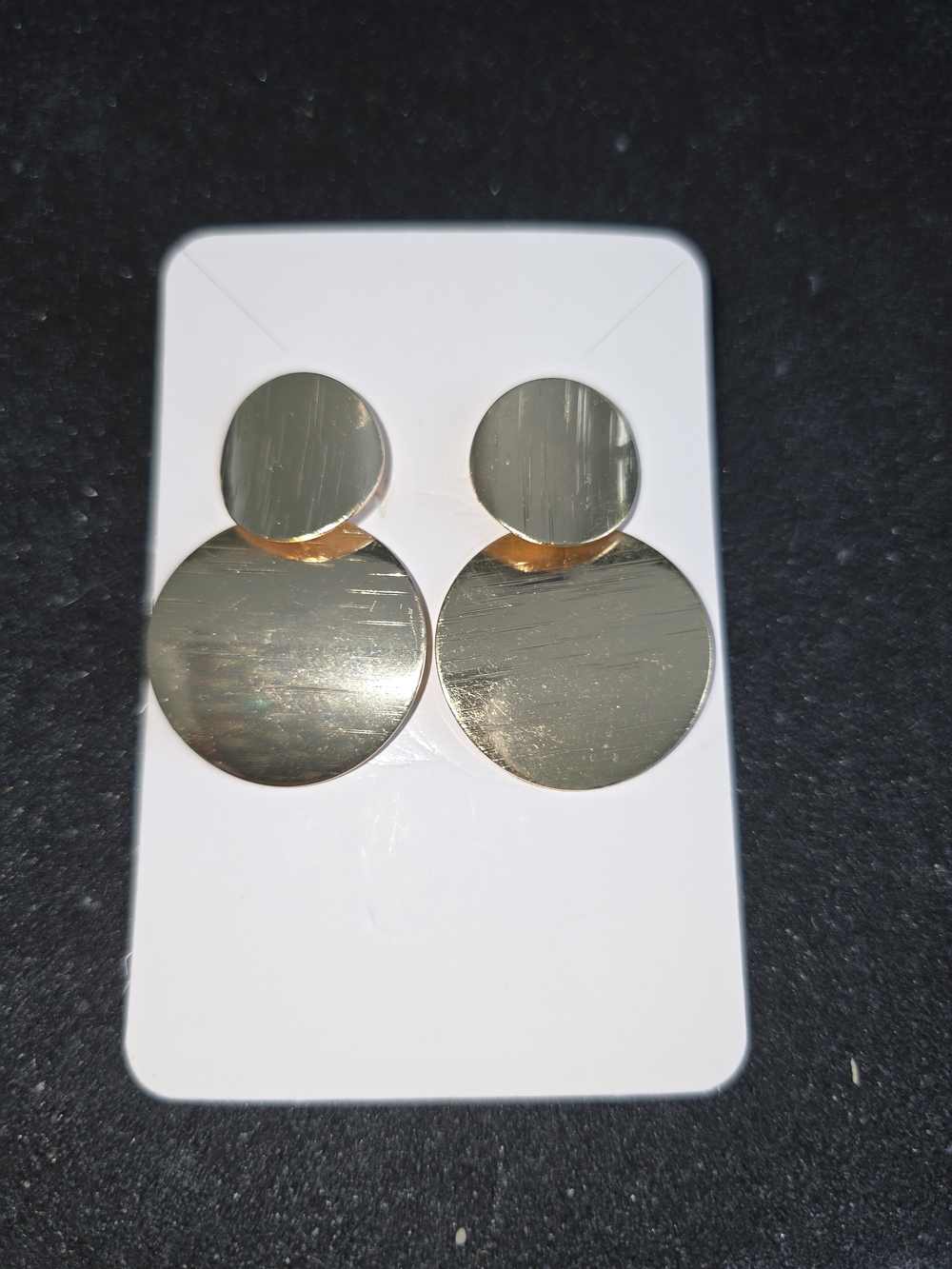 Gold Double Circle Drop Earrings - Women Jewelry, Brand New - Picture 2 of 3